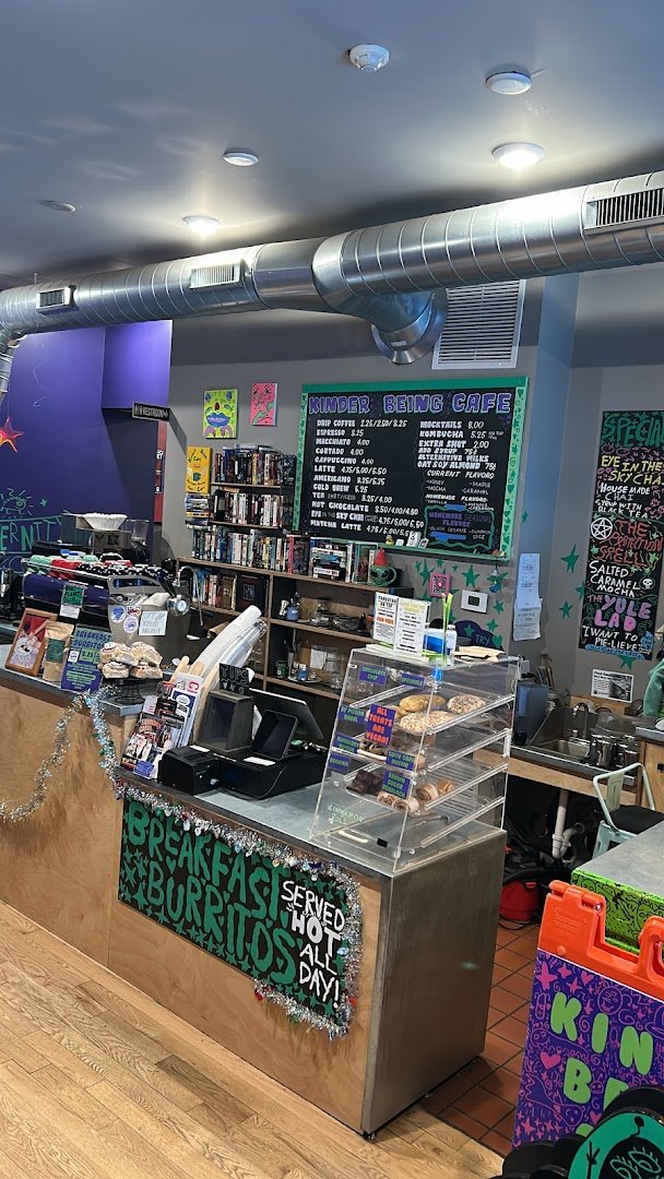 Interior of Kinder Being Cafe, specialty coffee shop in Pittsburgh