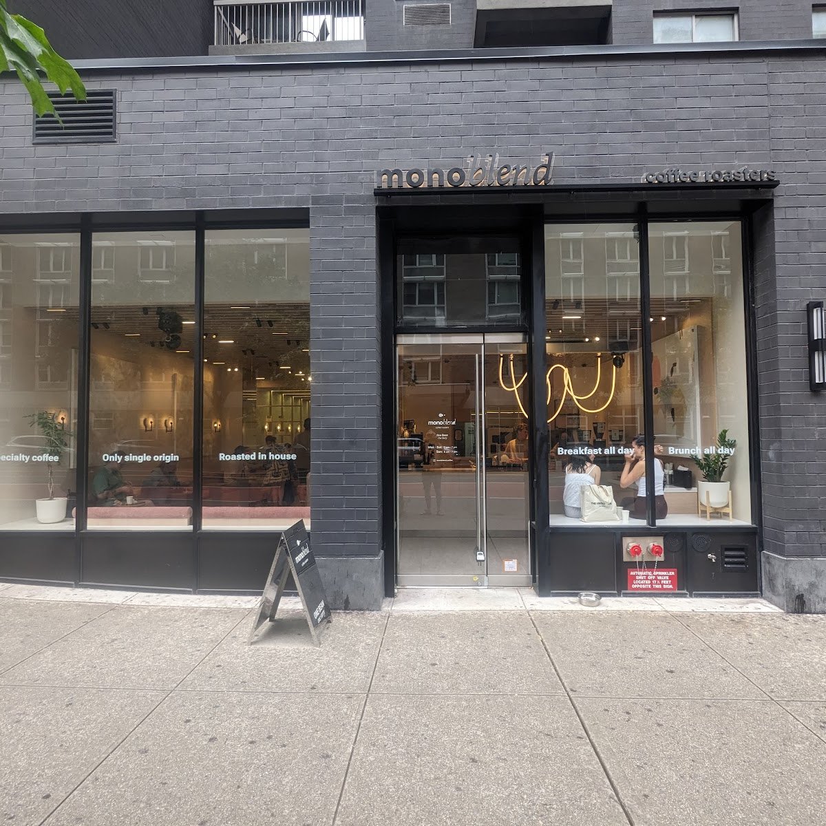 Storefront of Monoblend Coffee, specialty coffee shop in New York