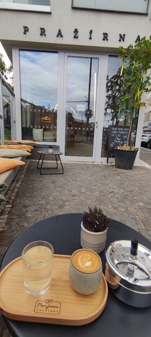 Storefront of Merrybeans, specialty coffee shop in Prague