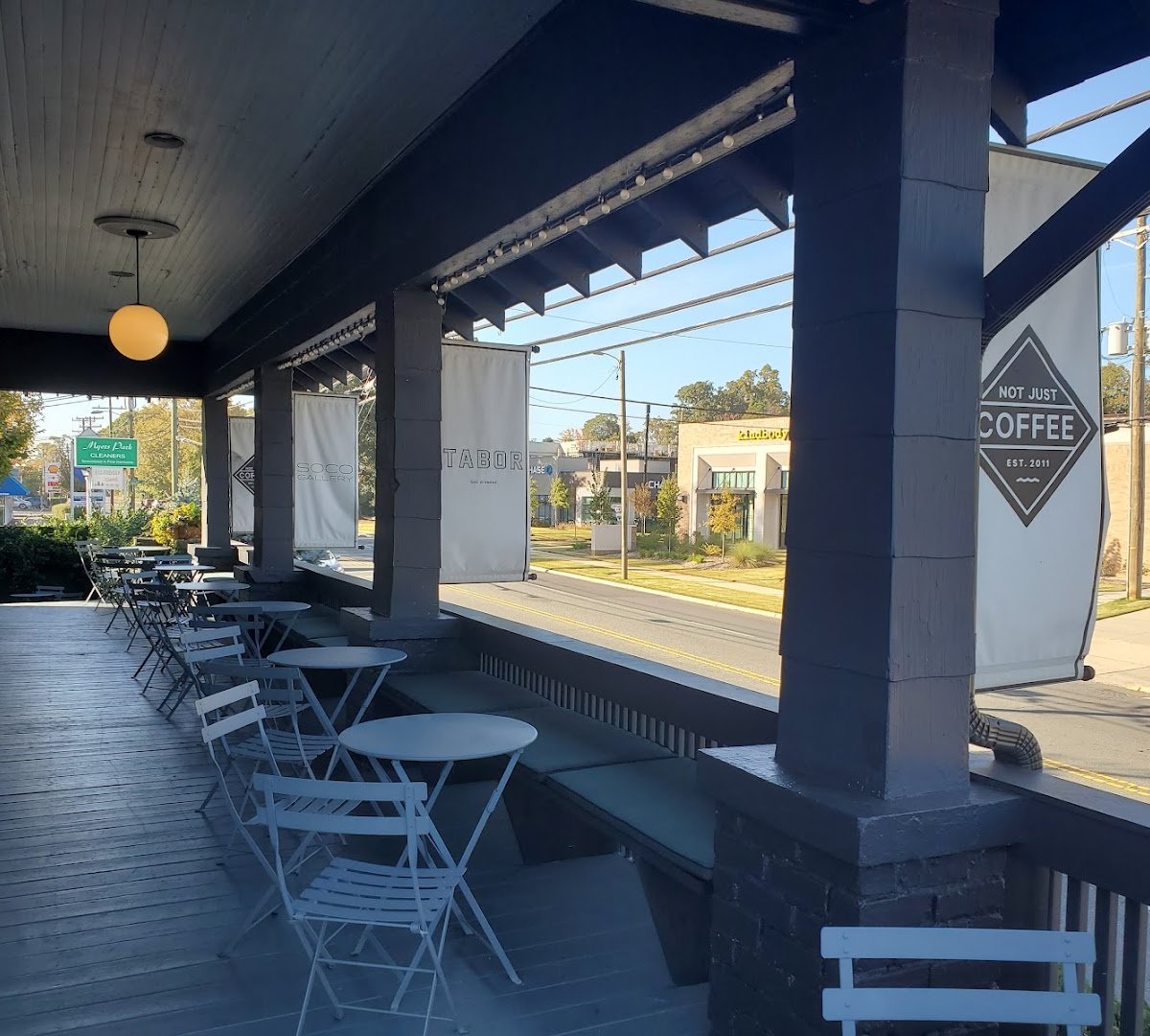 Storefront of Not Just Coffee, specialty coffee shop in Charlotte