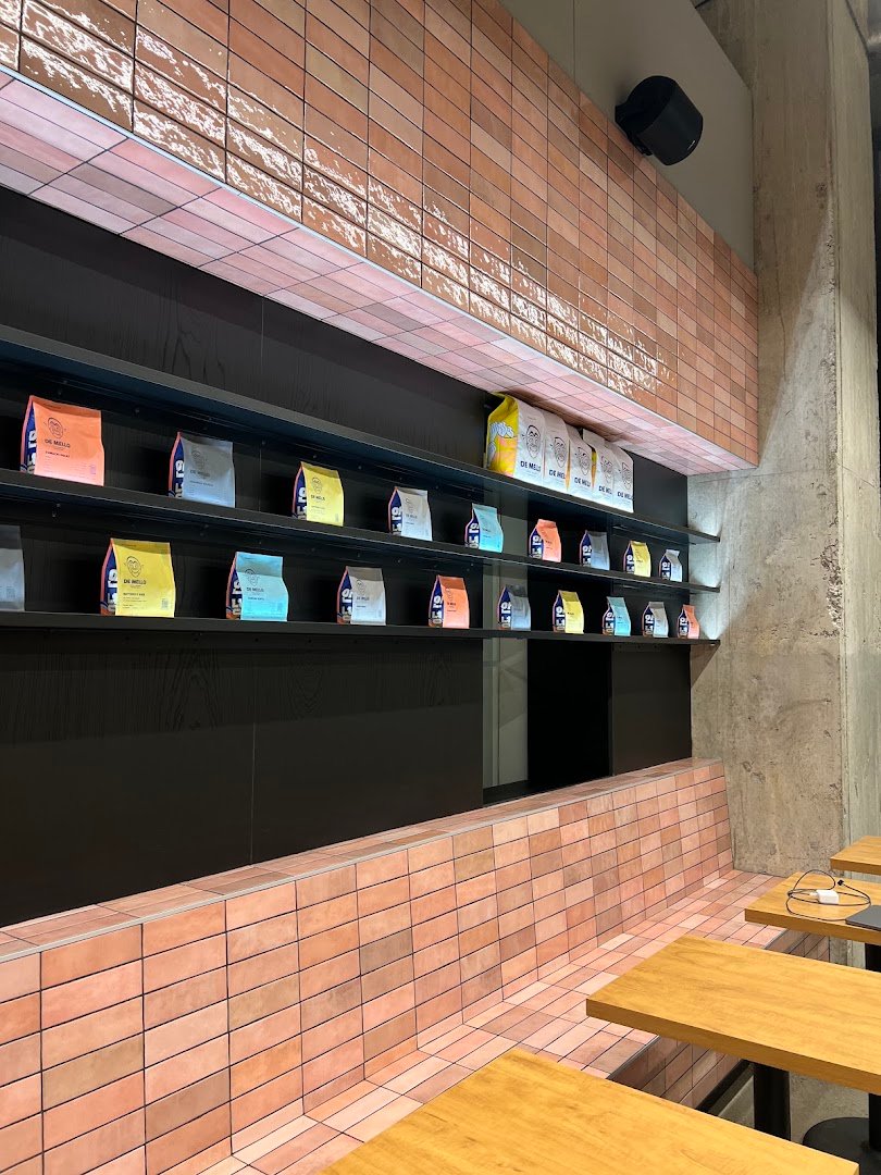 Interior of De Mello Coffee, specialty coffee shop in Toronto