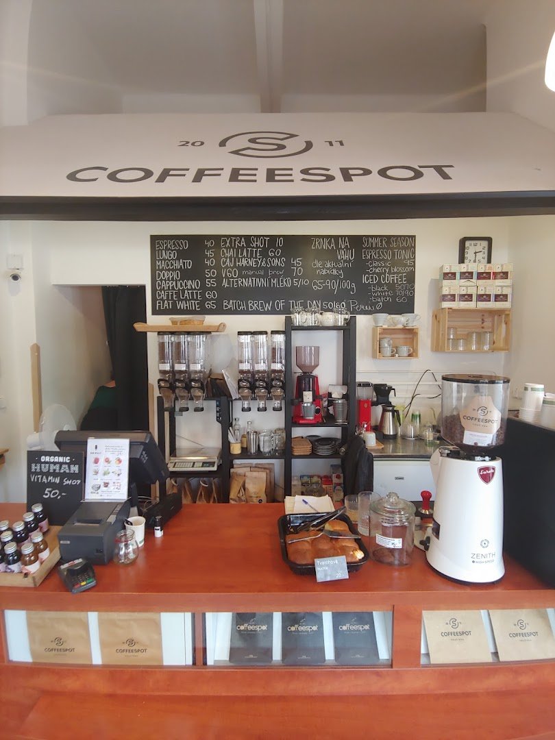 Interior of Mugshot Coffee, specialty coffee shop in Prague