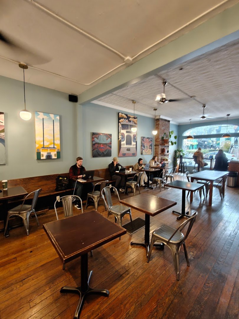 Interior of Quills Coffee, specialty coffee shop in Louisville