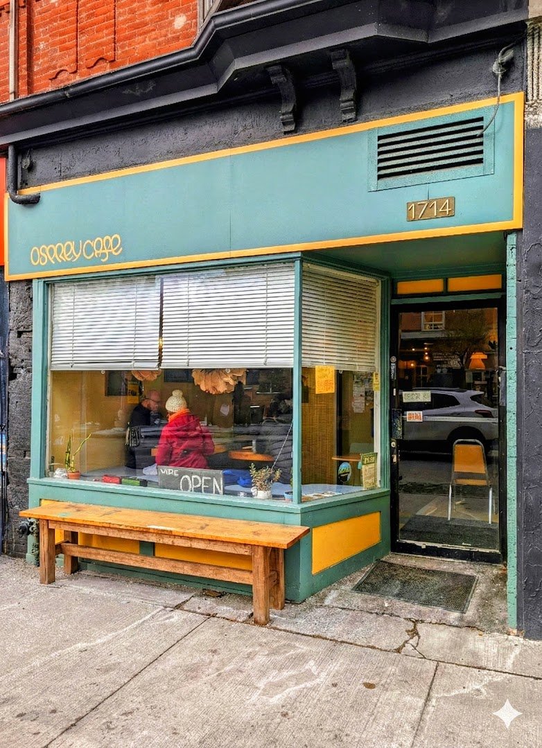 Storefront of Osprey Cafe, specialty coffee shop in Toronto