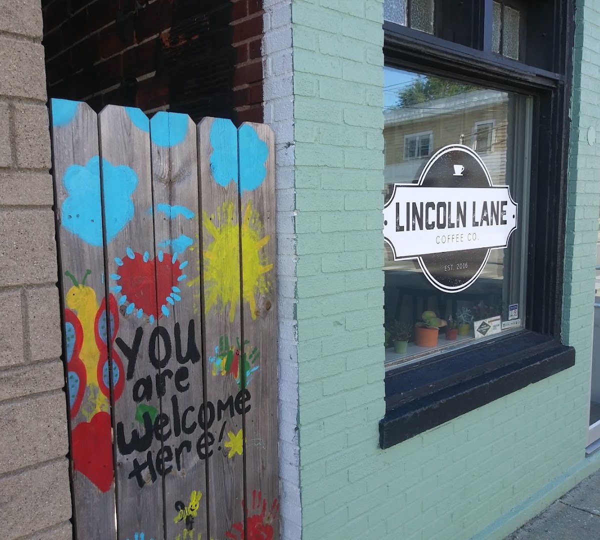 Storefront of Lincoln Lane Coffee Co., specialty coffee shop in Indianapolis