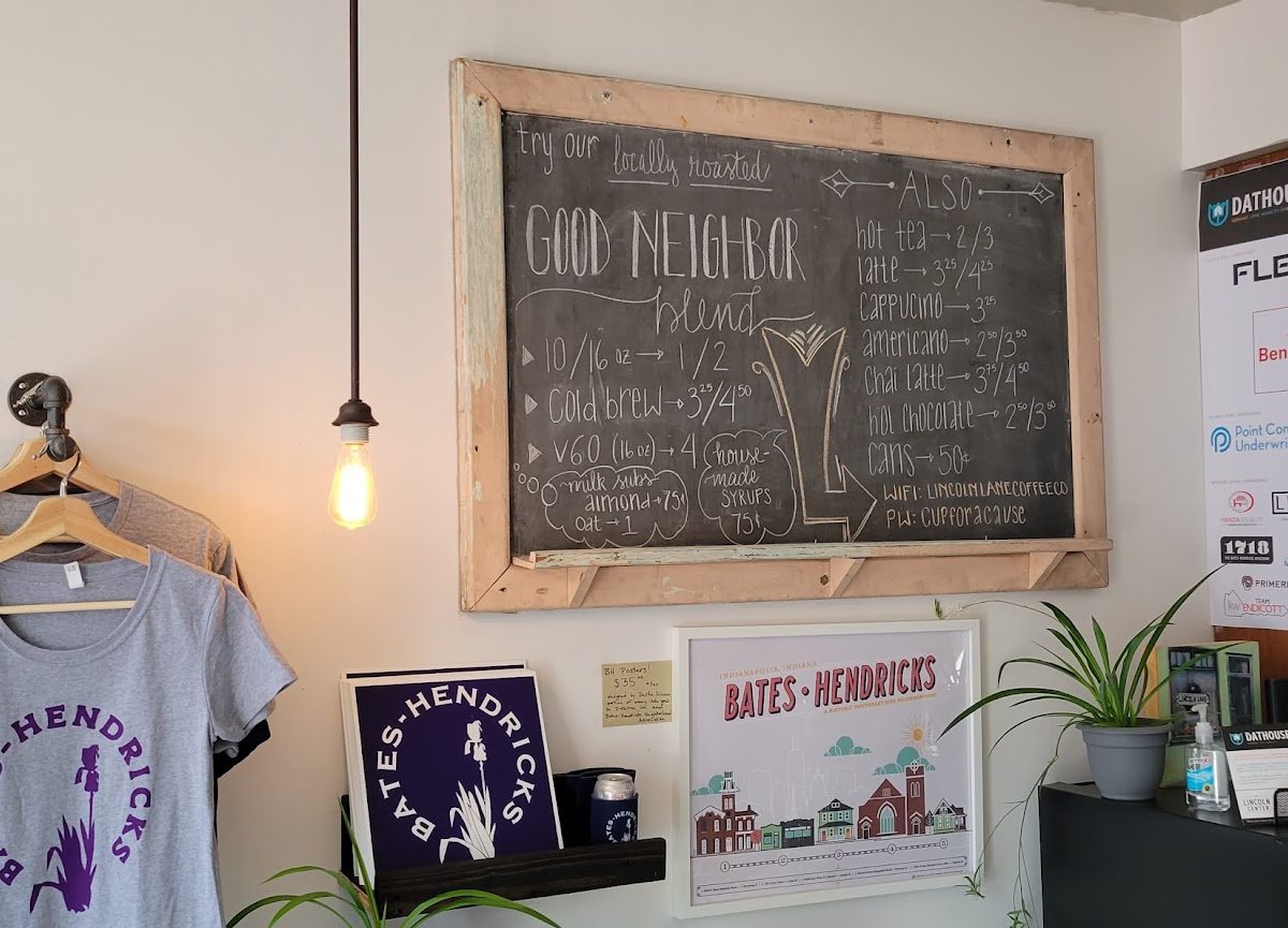 Interior of Lincoln Lane Coffee Co., specialty coffee shop in Indianapolis