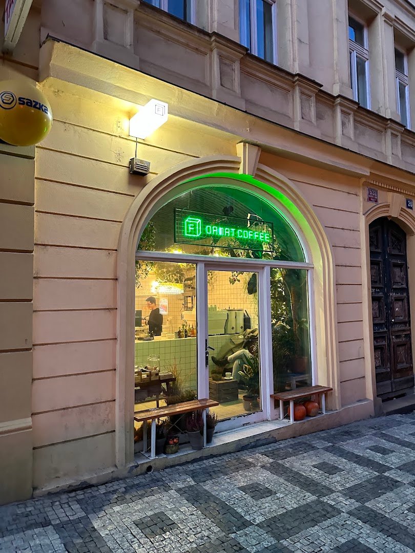 Storefront of format.coffee, specialty coffee shop in Prague