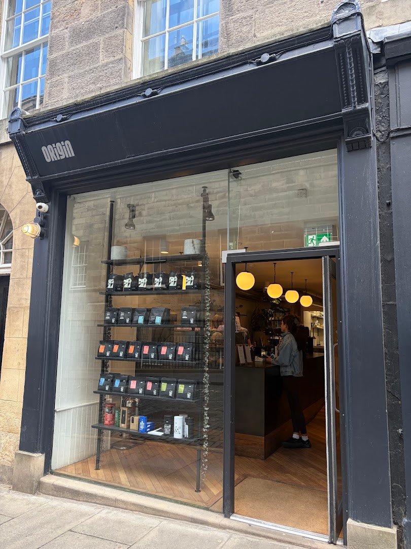Storefront of Origin Coffee (South College Street), specialty coffee shop in Edinburgh