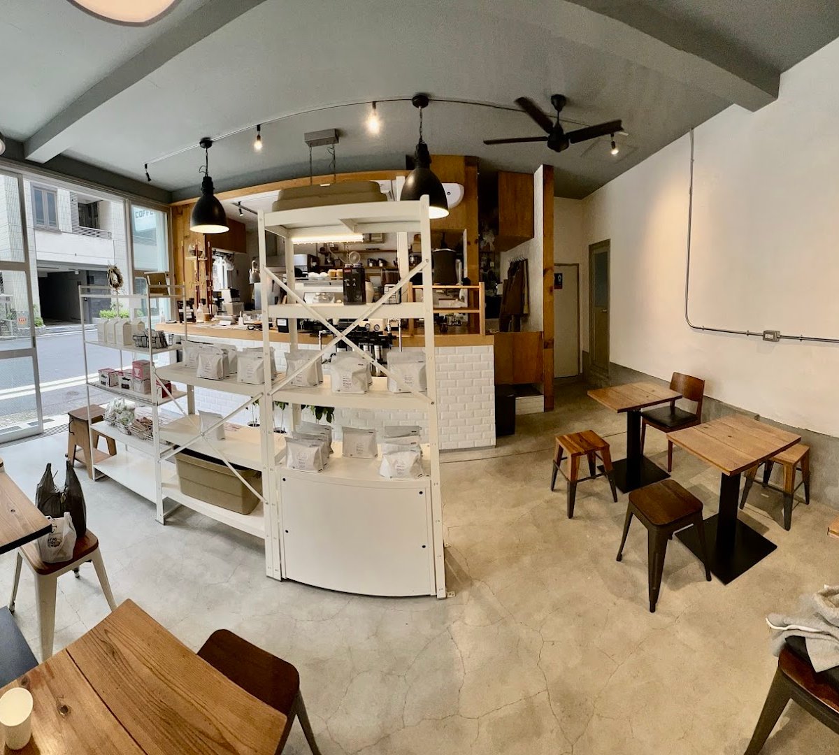 Interior of Peace Coffee Roasters, specialty coffee shop in Tokyo