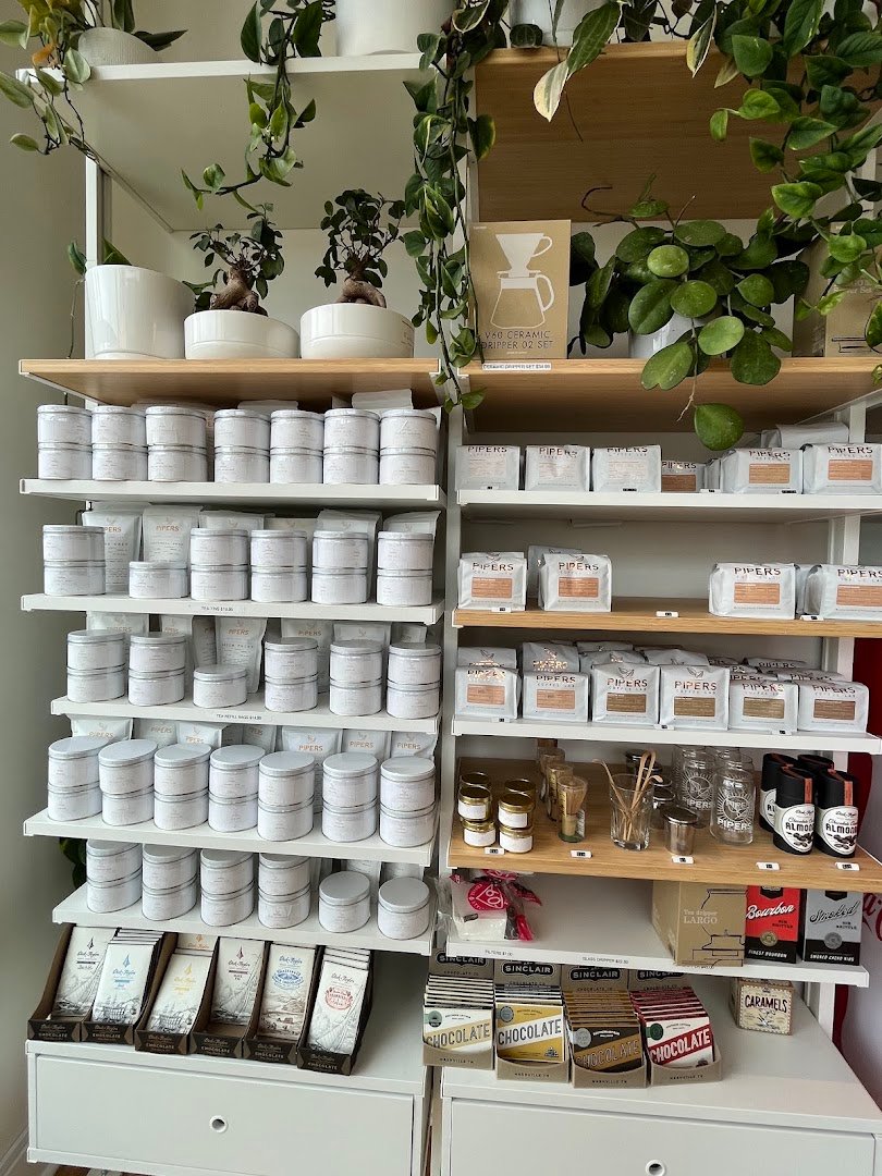 Interior of Pipers Tea & Coffee, specialty coffee shop in St. Louis