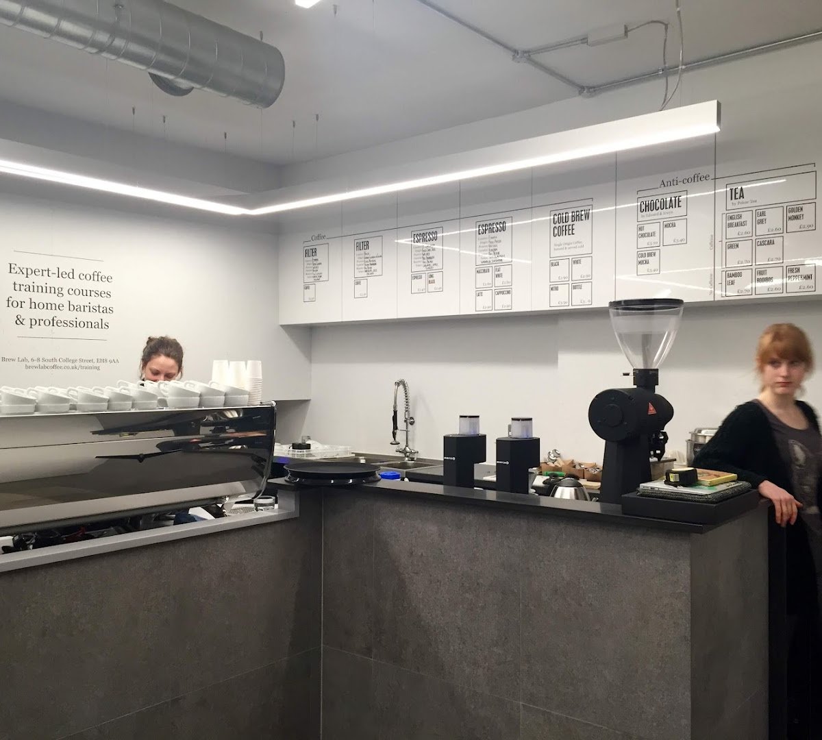Interior of Brew Lab West End, specialty coffee shop in Edinburgh