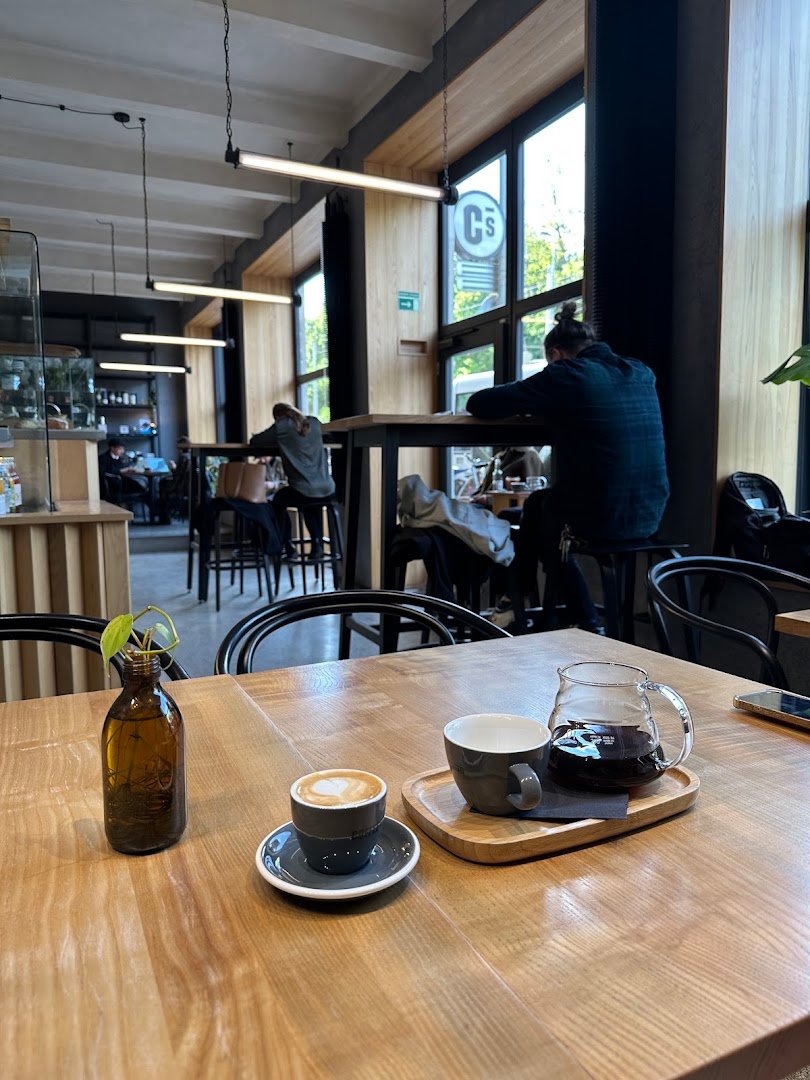 Interior of Coffee Source Francouzská, specialty coffee shop in Prague