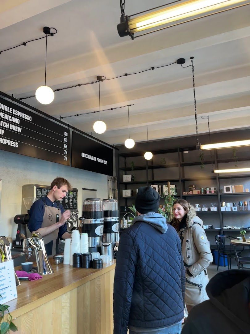Interior of Coffee Source Francouzská, specialty coffee shop in Prague