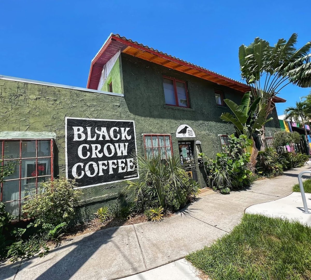 Storefront of Black Crow Coffee Shop, specialty coffee shop in Tampa-St. Petersburg