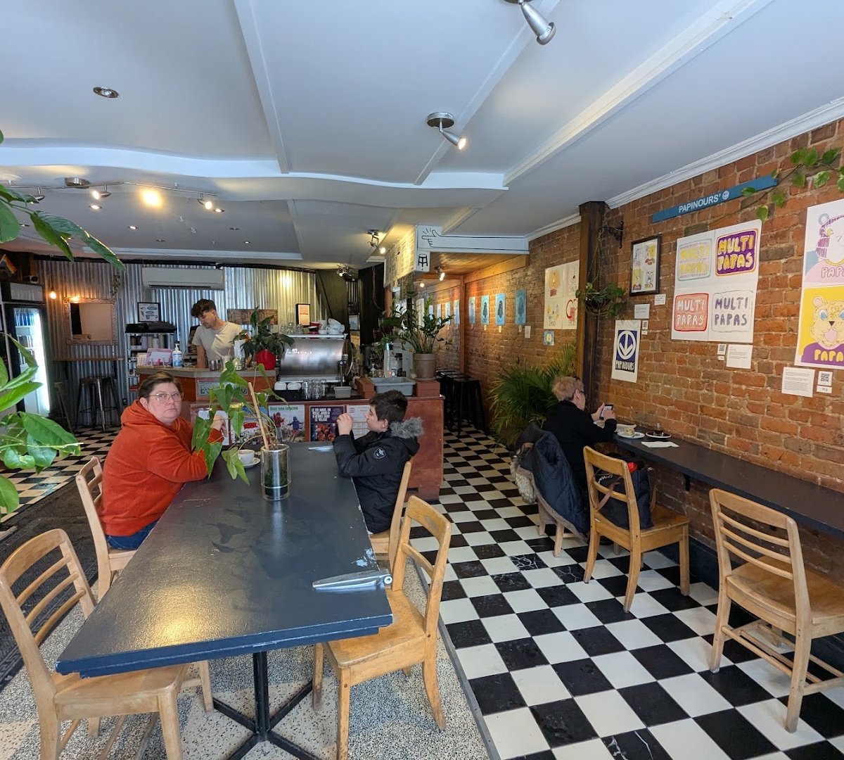 Interior of Pourquoi Pas espresso bar, specialty coffee shop in Montreal