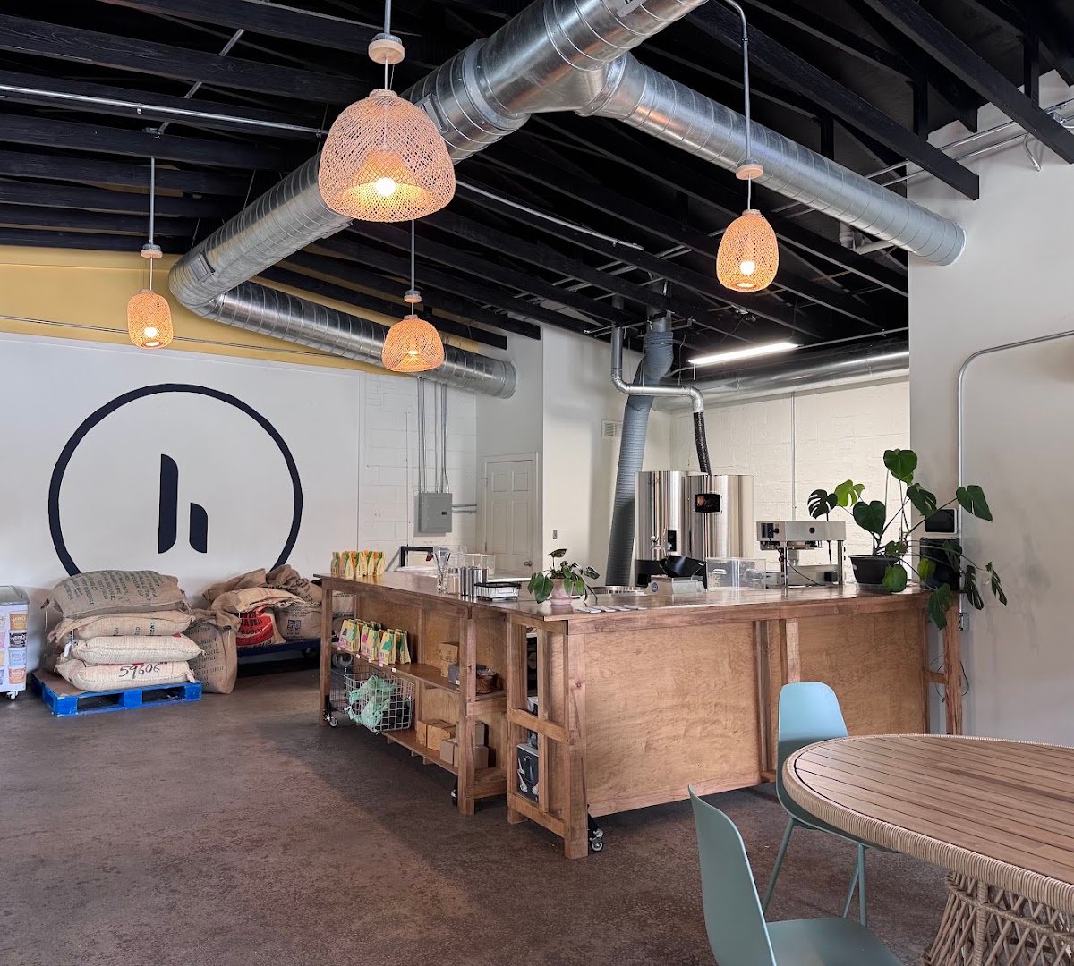 Interior of Helm Coffee, specialty coffee shop in Indianapolis