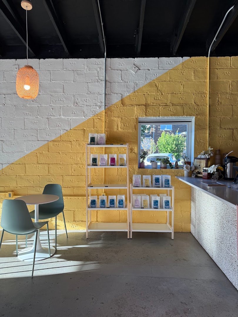 Interior of Helm Coffee, specialty coffee shop in Indianapolis
