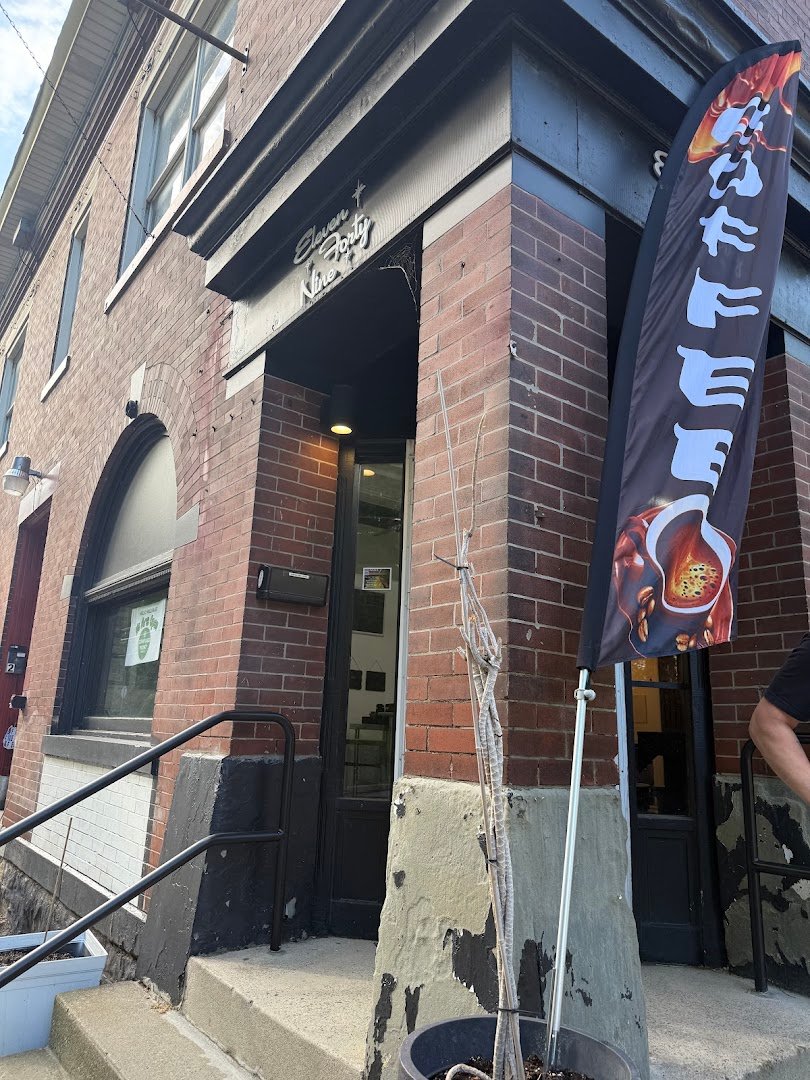 Storefront of Compass Point Coffee, specialty coffee shop in Pittsburgh