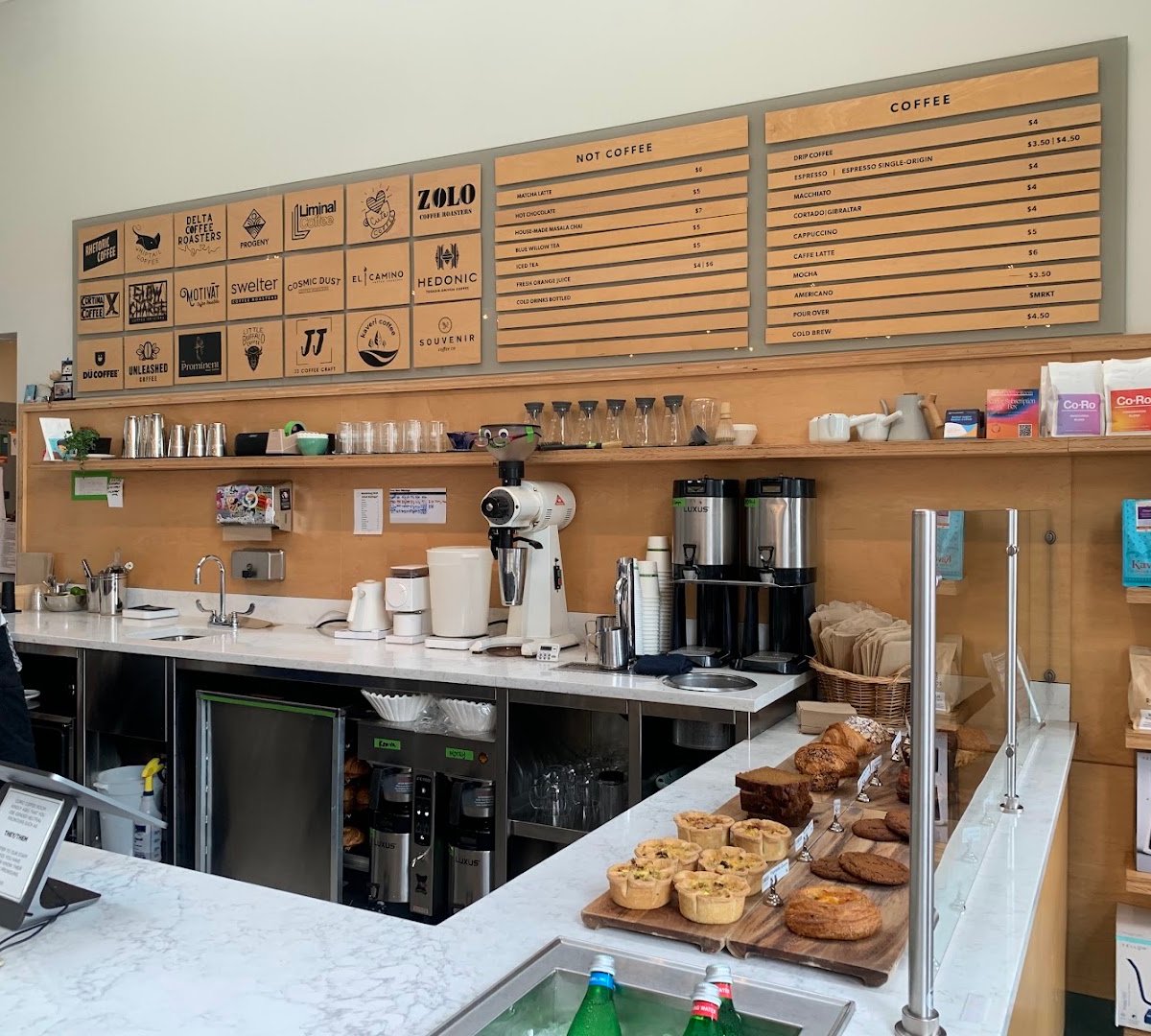 Interior of CoRo Coffee Room, specialty coffee shop in Oakland
