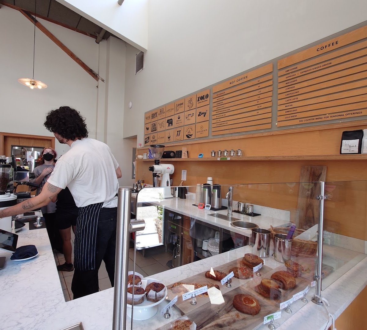 Interior of CoRo Coffee Room, specialty coffee shop in Oakland