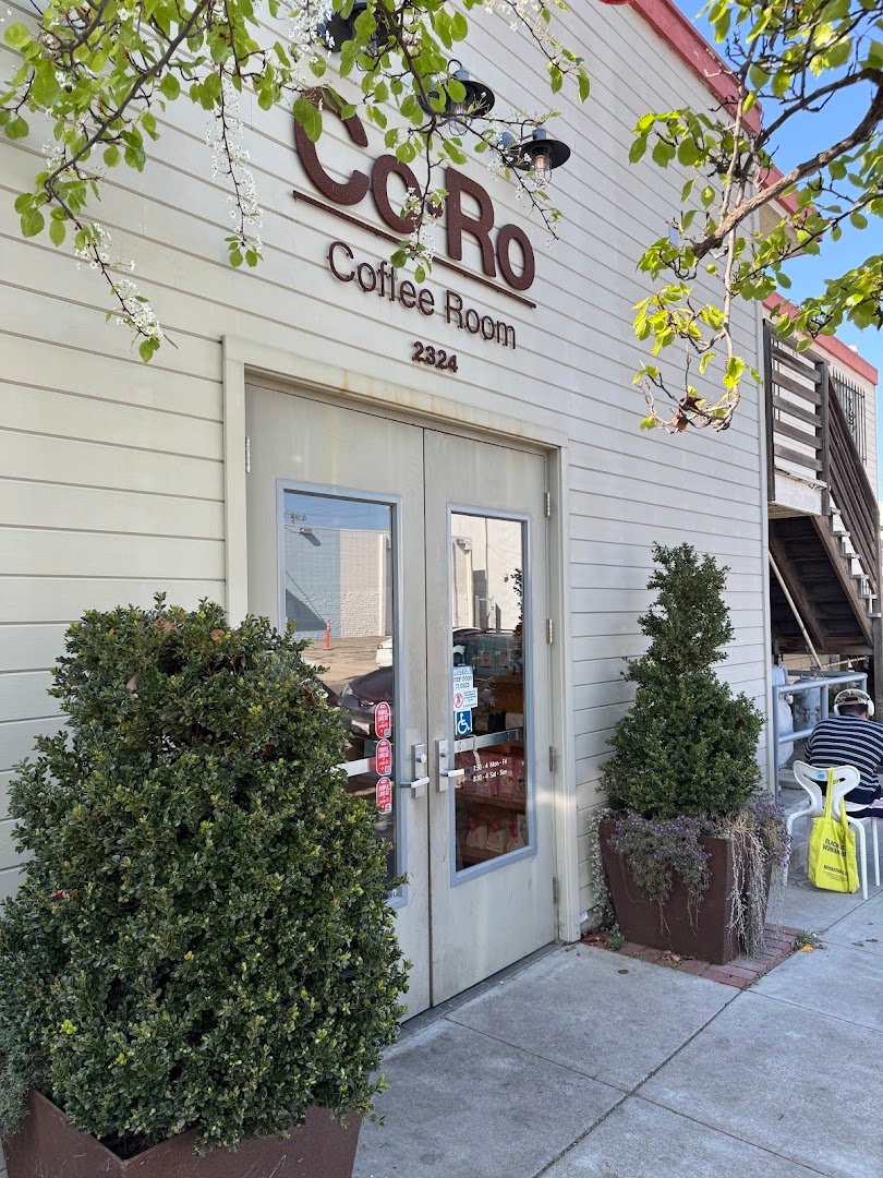 Storefront of CoRo Coffee Room, specialty coffee shop in Oakland
