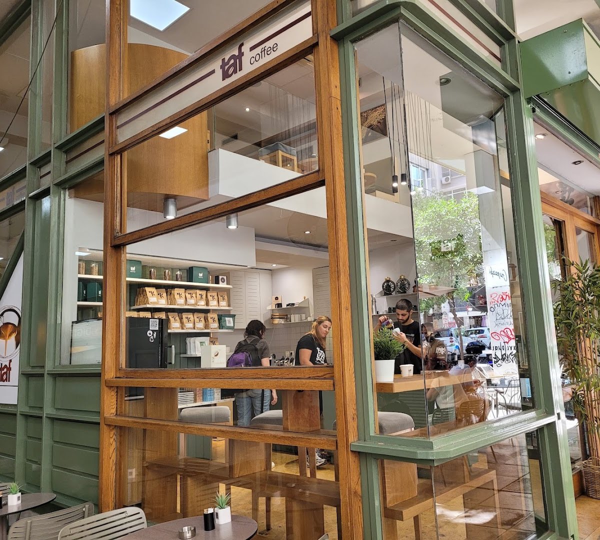 Interior of Taf Coffee, specialty coffee shop in Athens