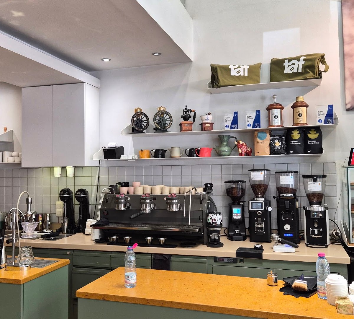 Interior of Taf Coffee, specialty coffee shop in Athens