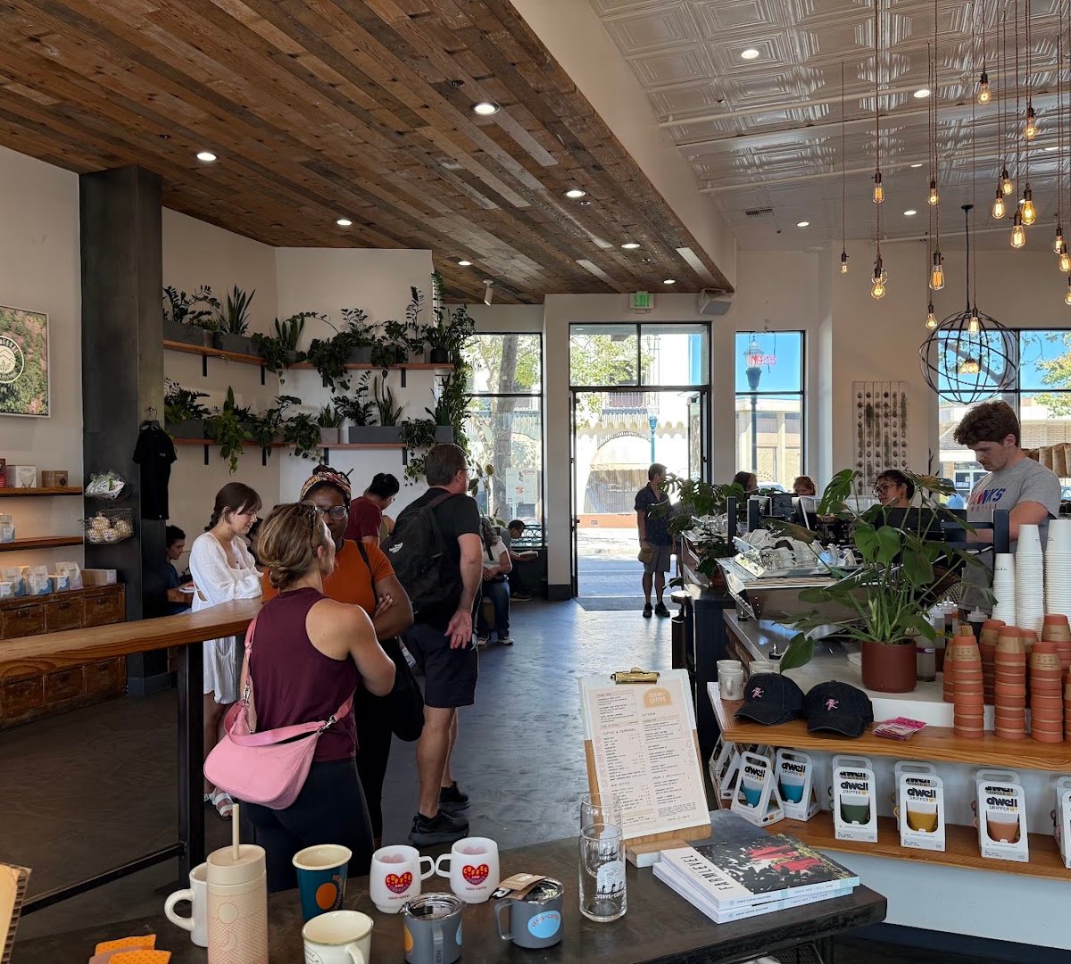 Interior of Verve Coffee Roasters, specialty coffee shop in Santa Cruz