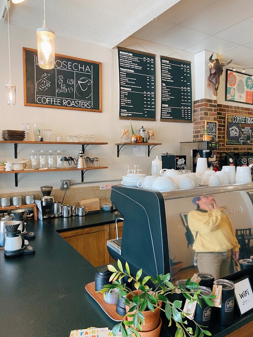 Interior of La Cosecha Coffee Roasters, specialty coffee shop in St. Louis