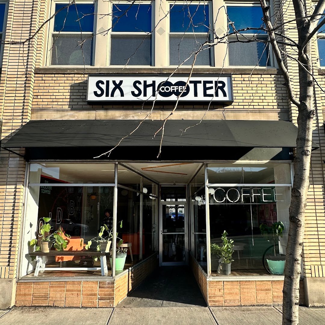 Storefront of Six Shooter Coffee, specialty coffee shop in Cleveland