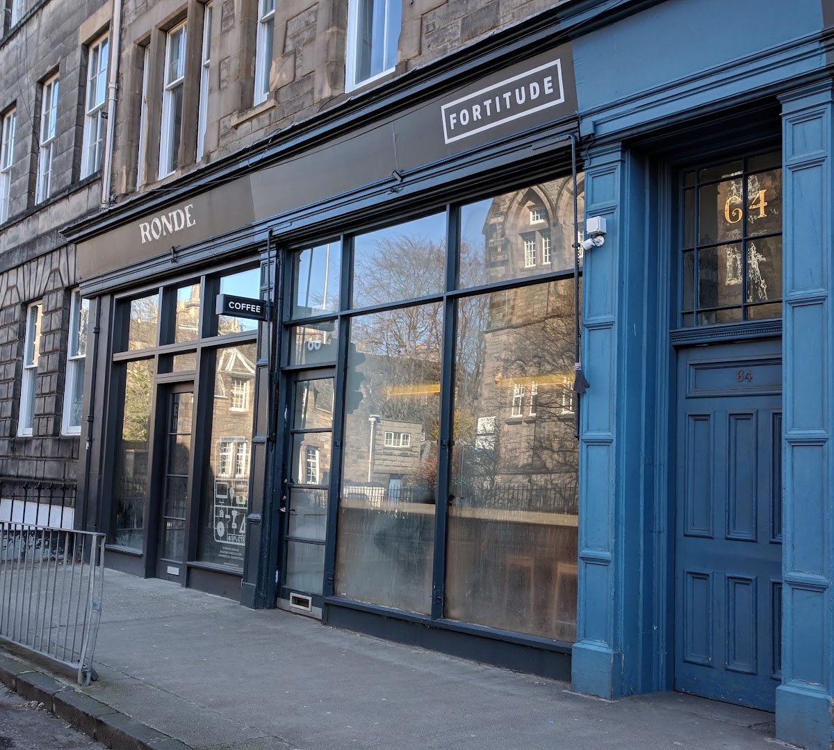 Storefront of Fortitude Coffee Stockbridge, specialty coffee shop in Edinburgh