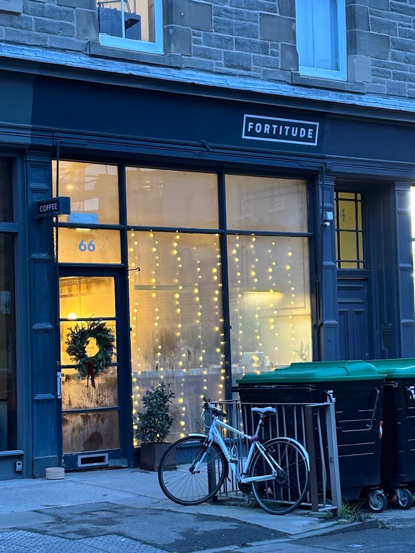 Storefront of Fortitude Coffee Stockbridge, specialty coffee shop in Edinburgh