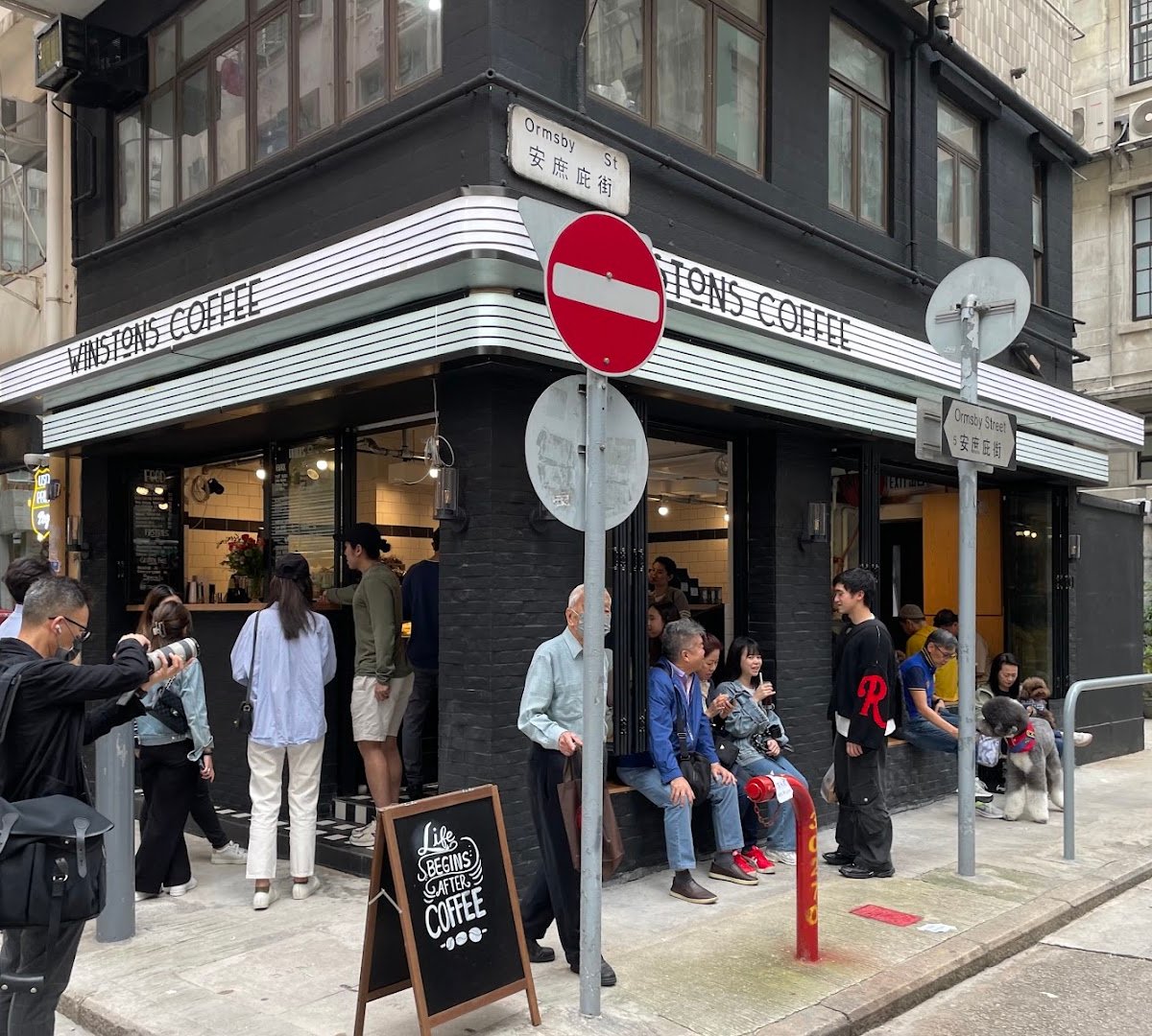 Storefront of Winstons Coffee, specialty coffee shop in Hong Kong