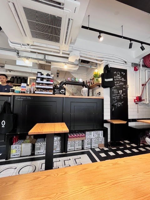 Interior of Winstons Coffee, specialty coffee shop in Hong Kong