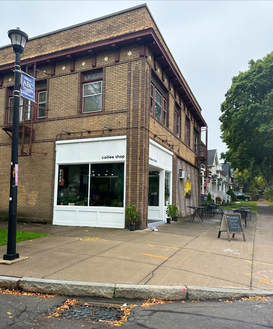 Storefront of Montgomery Court, specialty coffee shop in Rochester