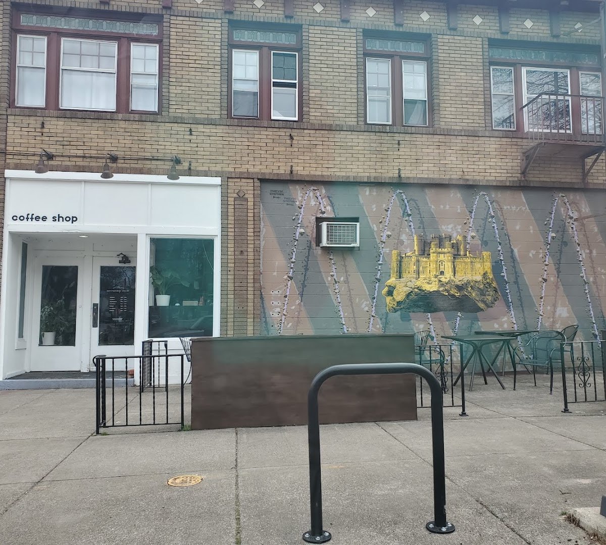 Storefront of Montgomery Court, specialty coffee shop in Rochester
