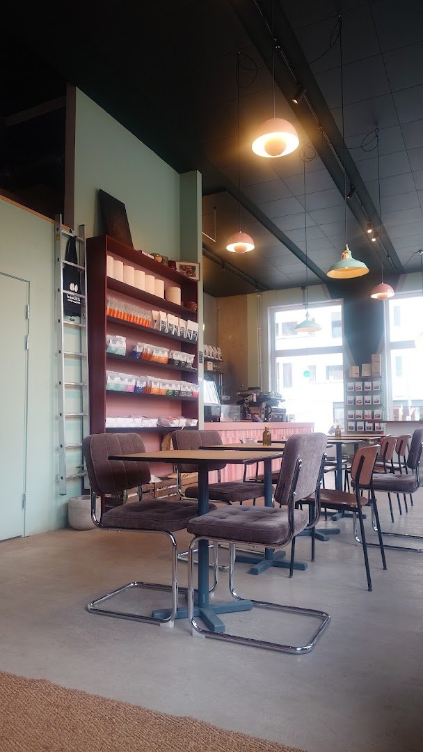 Interior of Muttley & Jack's Coffee Roasters, specialty coffee shop in Stockholm