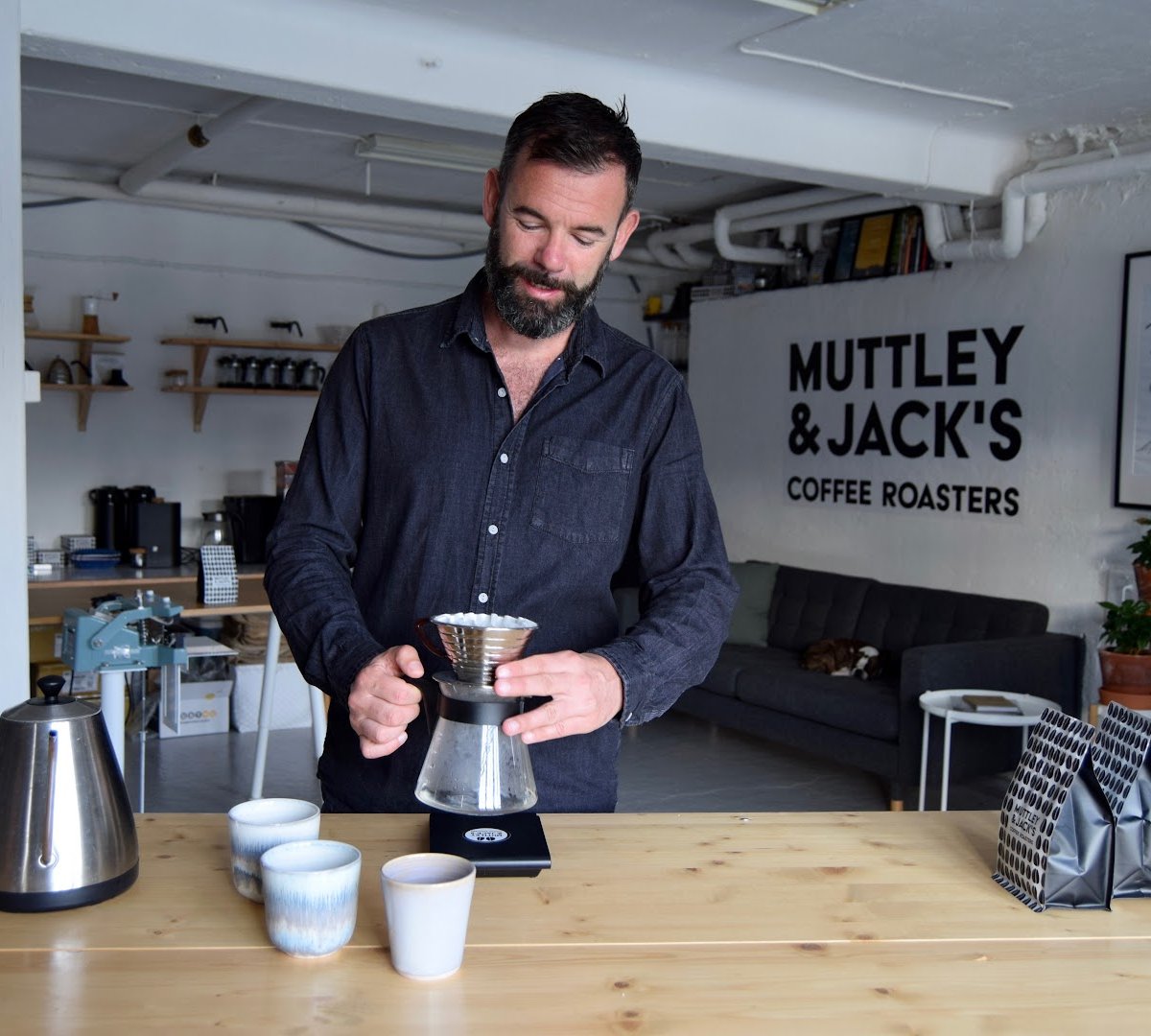 Interior of Muttley & Jack's Coffee Roasters, specialty coffee shop in Stockholm
