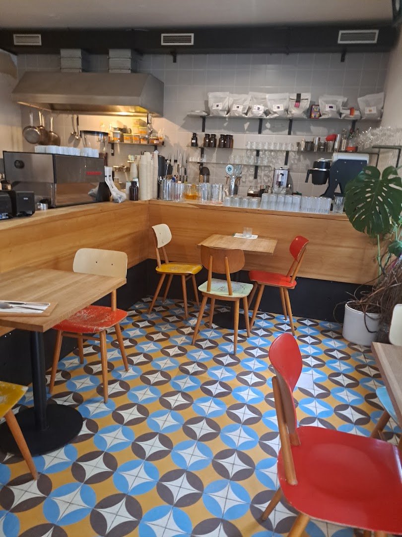Interior of Café Tvaroh, specialty coffee shop in Prague