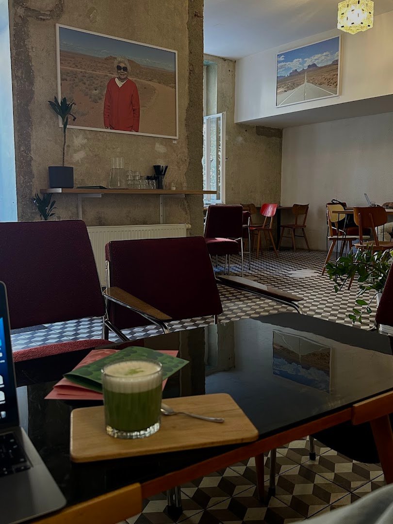 Interior of Café Tvaroh, specialty coffee shop in Prague