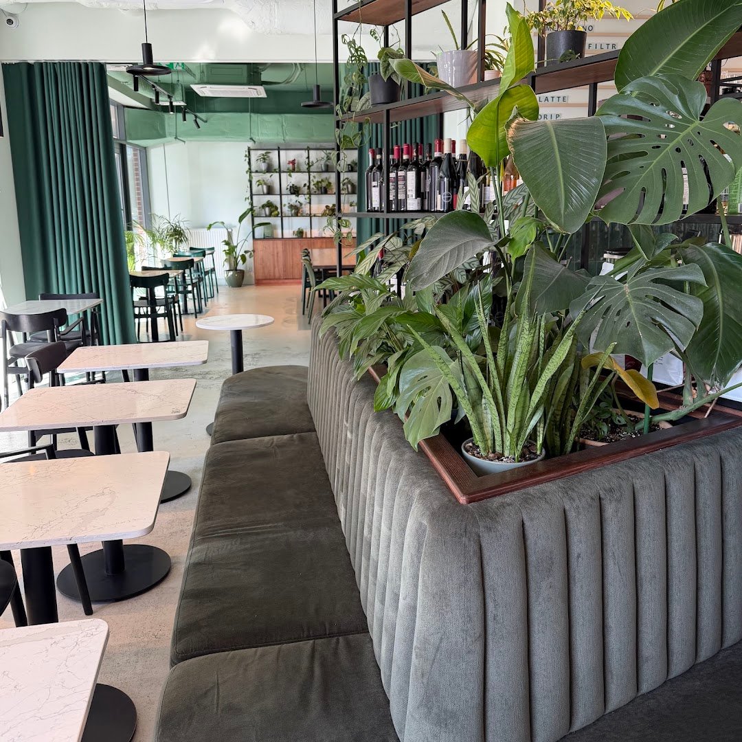 Interior of Moss Cafe, specialty coffee shop in Warsaw