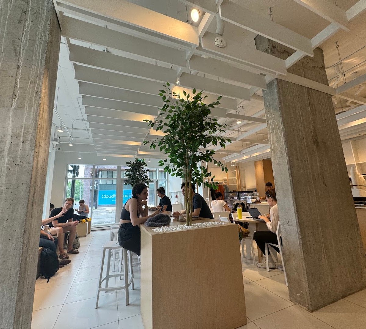 Interior of White Heron Coffee, specialty coffee shop in Montreal