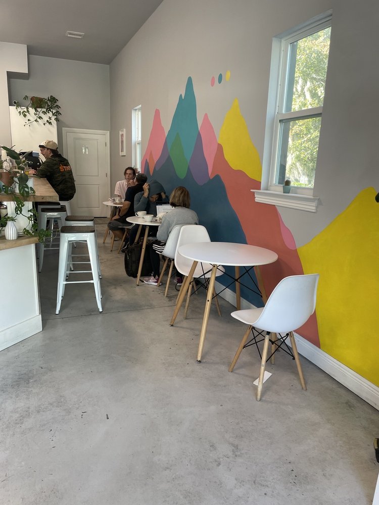 Interior of Elevation Coffee Roasters, specialty coffee shop in Tampa-St. Petersburg