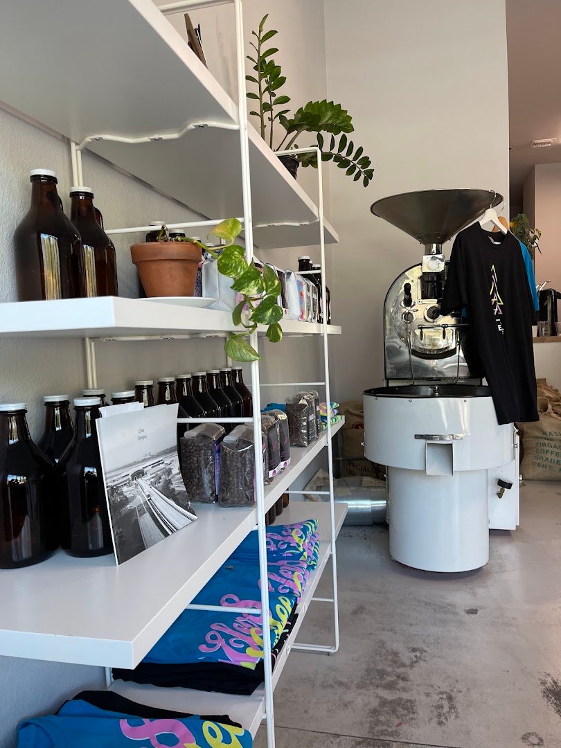 Interior of Elevation Coffee Roasters, specialty coffee shop in Tampa-St. Petersburg