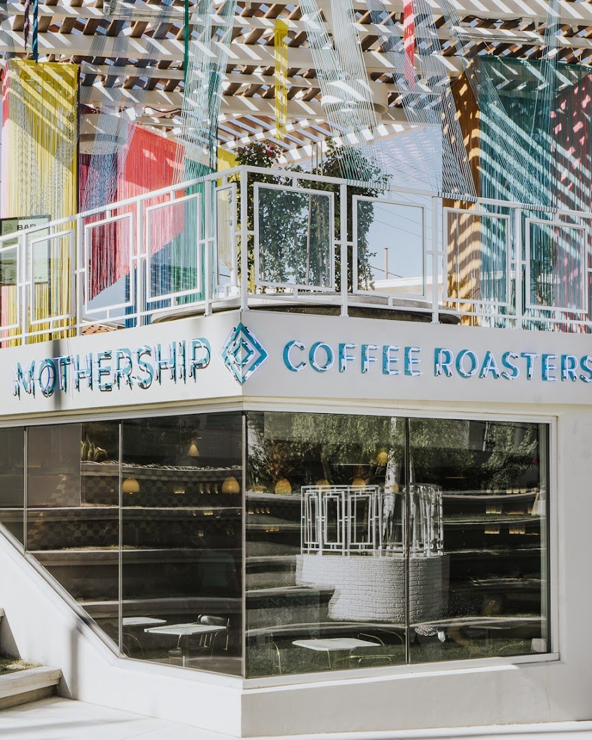 Storefront of Mothership Coffee Roasters, specialty coffee shop in Las Vegas