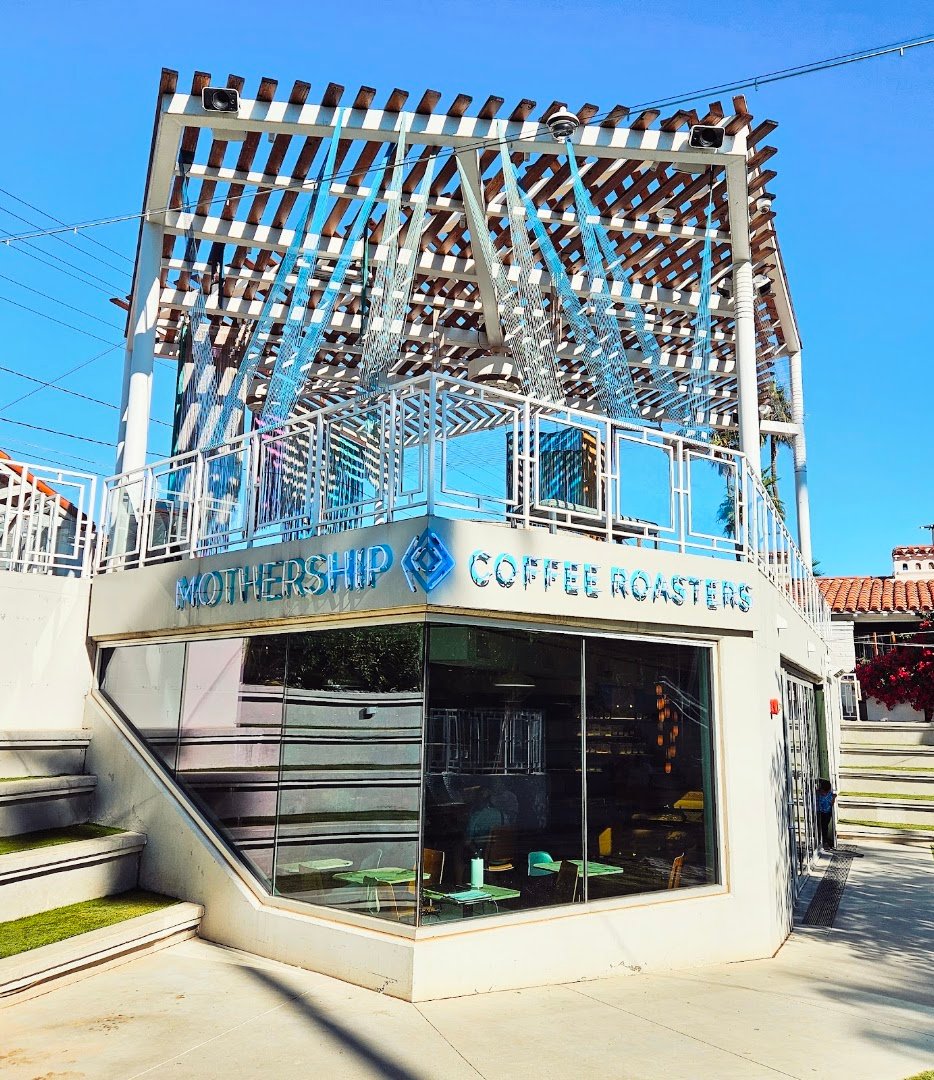 Storefront of Mothership Coffee Roasters, specialty coffee shop in Las Vegas