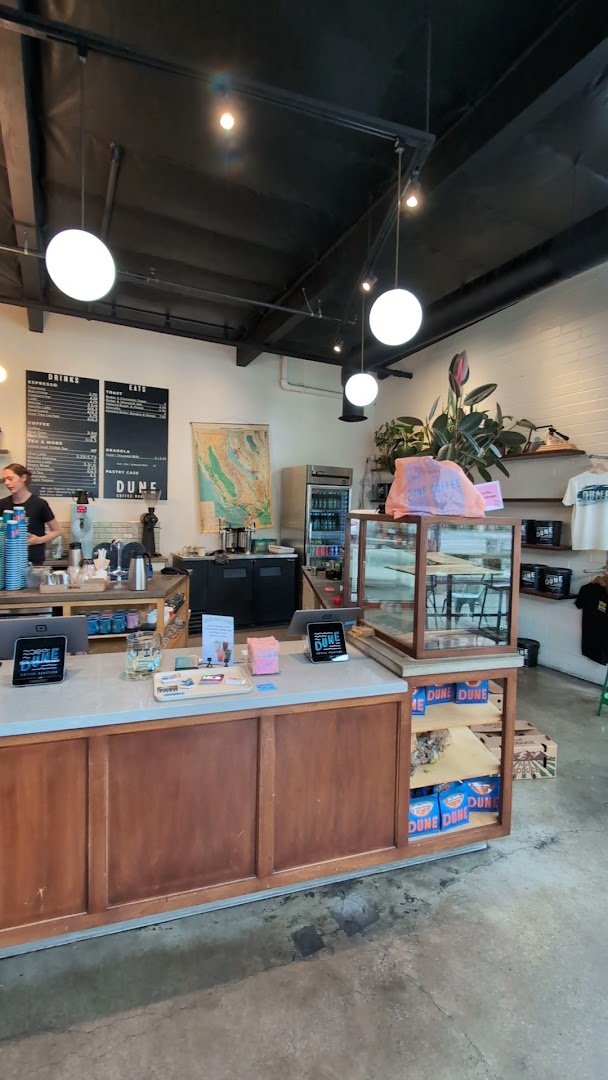 Interior of Dune Coffee Roasters, specialty coffee shop in Santa Barbara