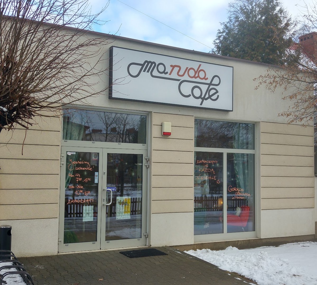 Storefront of Maruda Cafe, specialty coffee shop in Warsaw