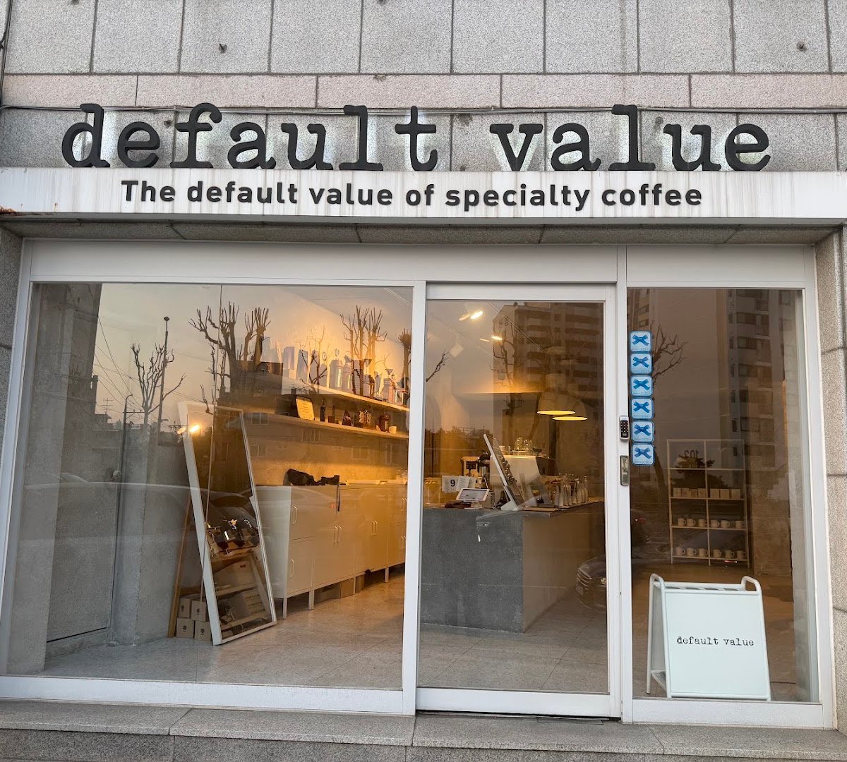 Storefront of default value, specialty coffee shop in Seoul