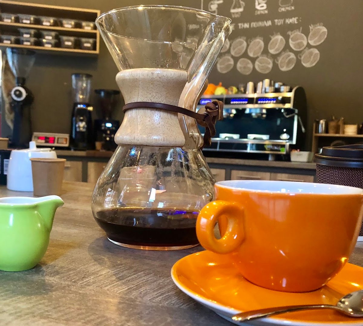 Coffee at Coffee Dive Acropolis, specialty coffee shop in Athens